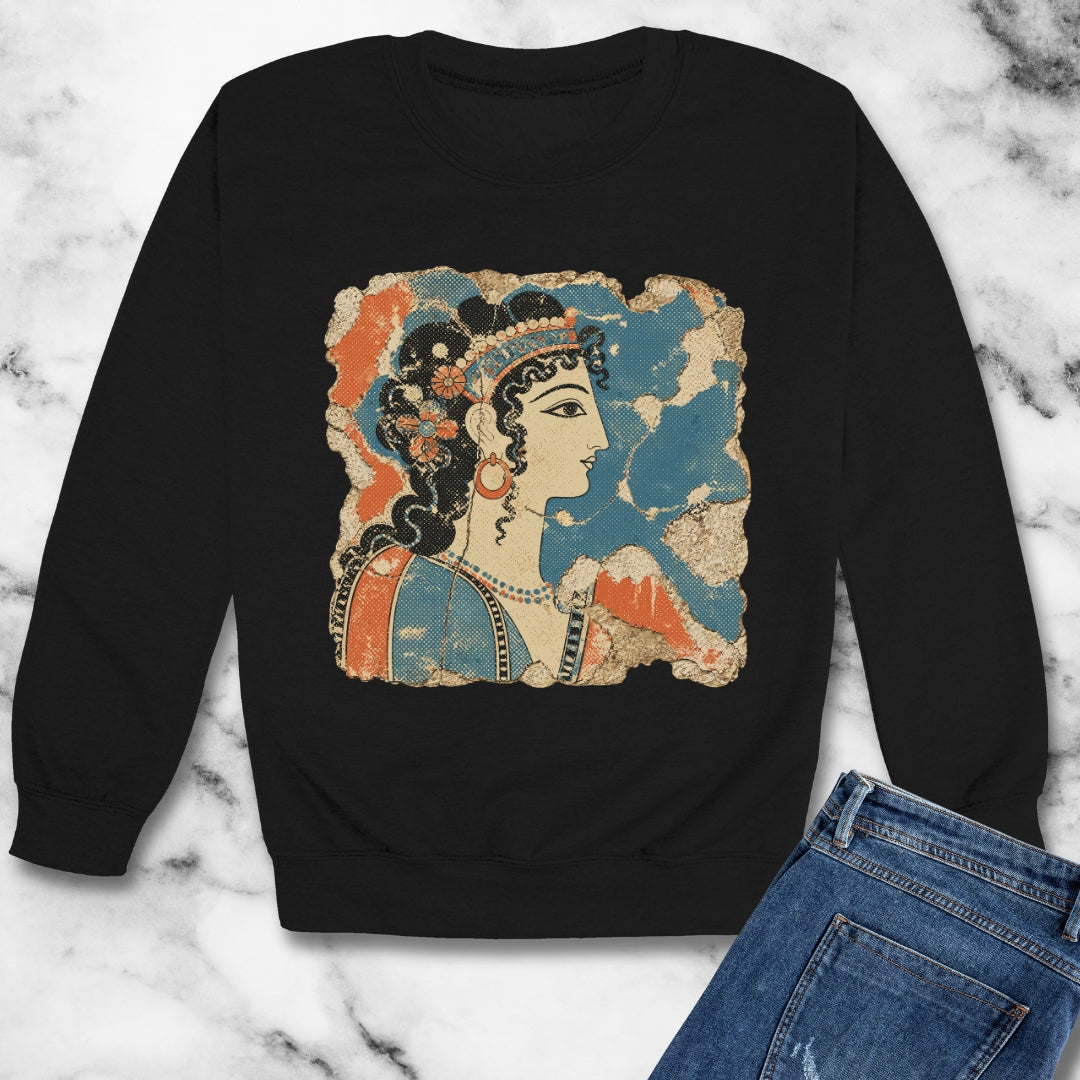 Knossos Minoan Blue Lady Fresco Unisex Heavy Crewneck Sweatshirt