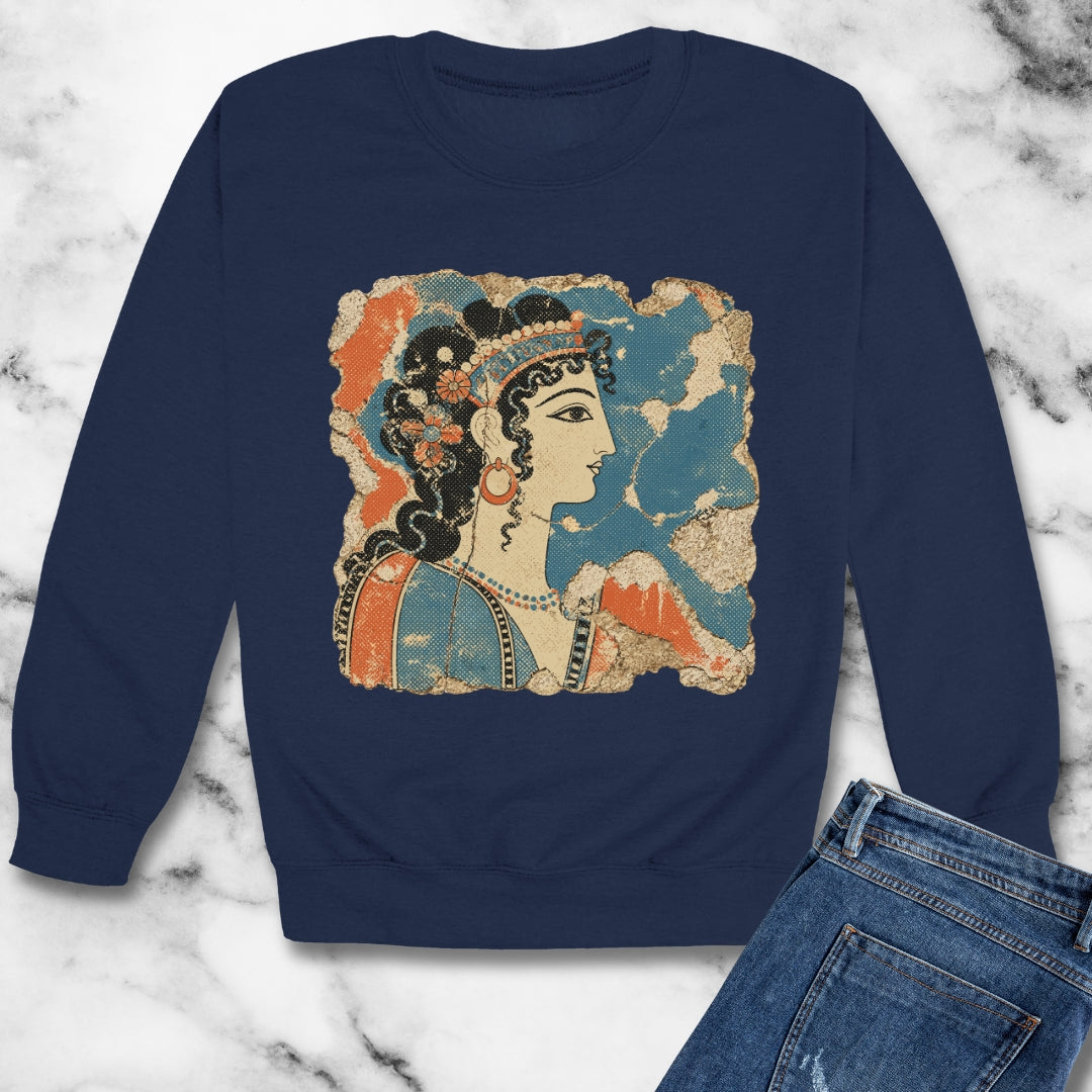 Knossos Minoan Blue Lady Fresco Unisex Heavy Crewneck Sweatshirt