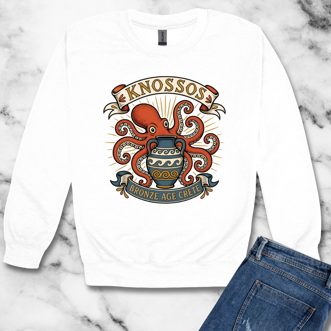 Knossos Bronze Age Crete Octopus Unisex Heavy Crewneck Sweatshirt