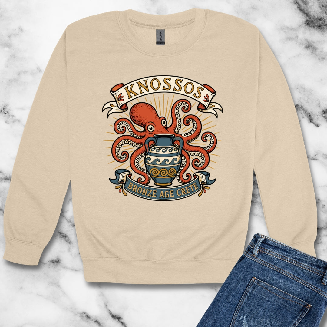 Knossos Bronze Age Crete Octopus Unisex Heavy Crewneck Sweatshirt