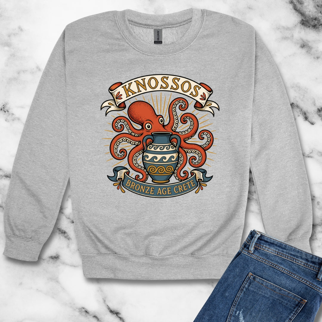Knossos Bronze Age Crete Octopus Unisex Heavy Crewneck Sweatshirt