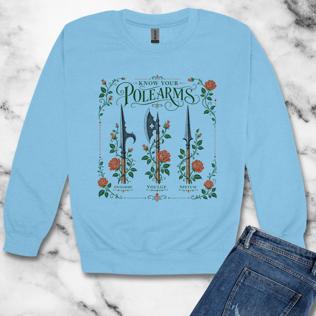 Know Your Polearms Weapons Roses Unisex Heavy Crewneck Sweatshirt