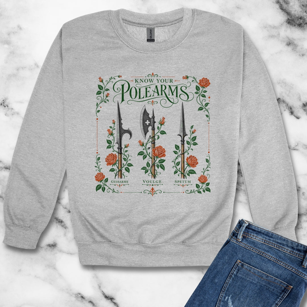 Know Your Polearms Weapons Roses Unisex Heavy Crewneck Sweatshirt