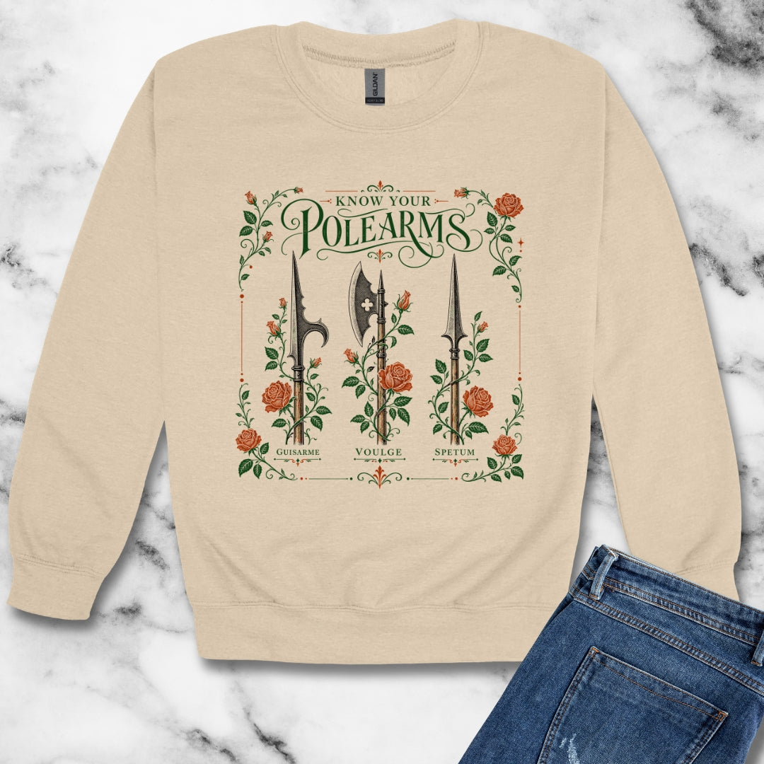Know Your Polearms Weapons Roses Unisex Heavy Crewneck Sweatshirt