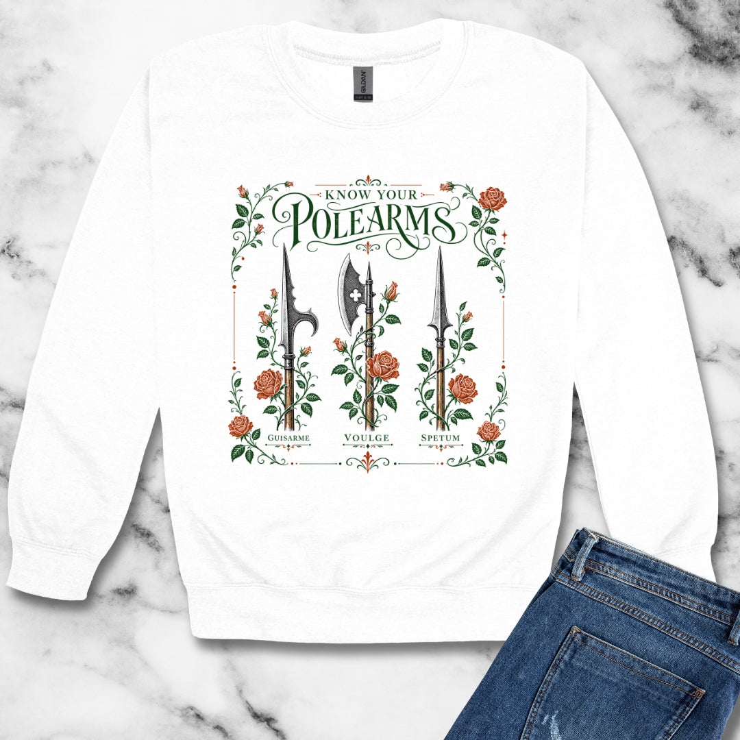 Know Your Polearms Weapons Roses Unisex Heavy Crewneck Sweatshirt