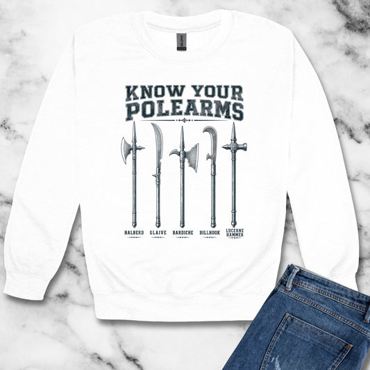 Know Your Polearms Medieval Weapons Unisex Heavy Crewneck Sweatshirt