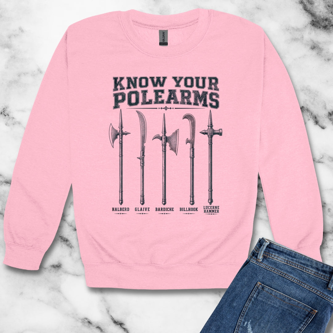 Know Your Polearms Medieval Weapons Unisex Heavy Crewneck Sweatshirt