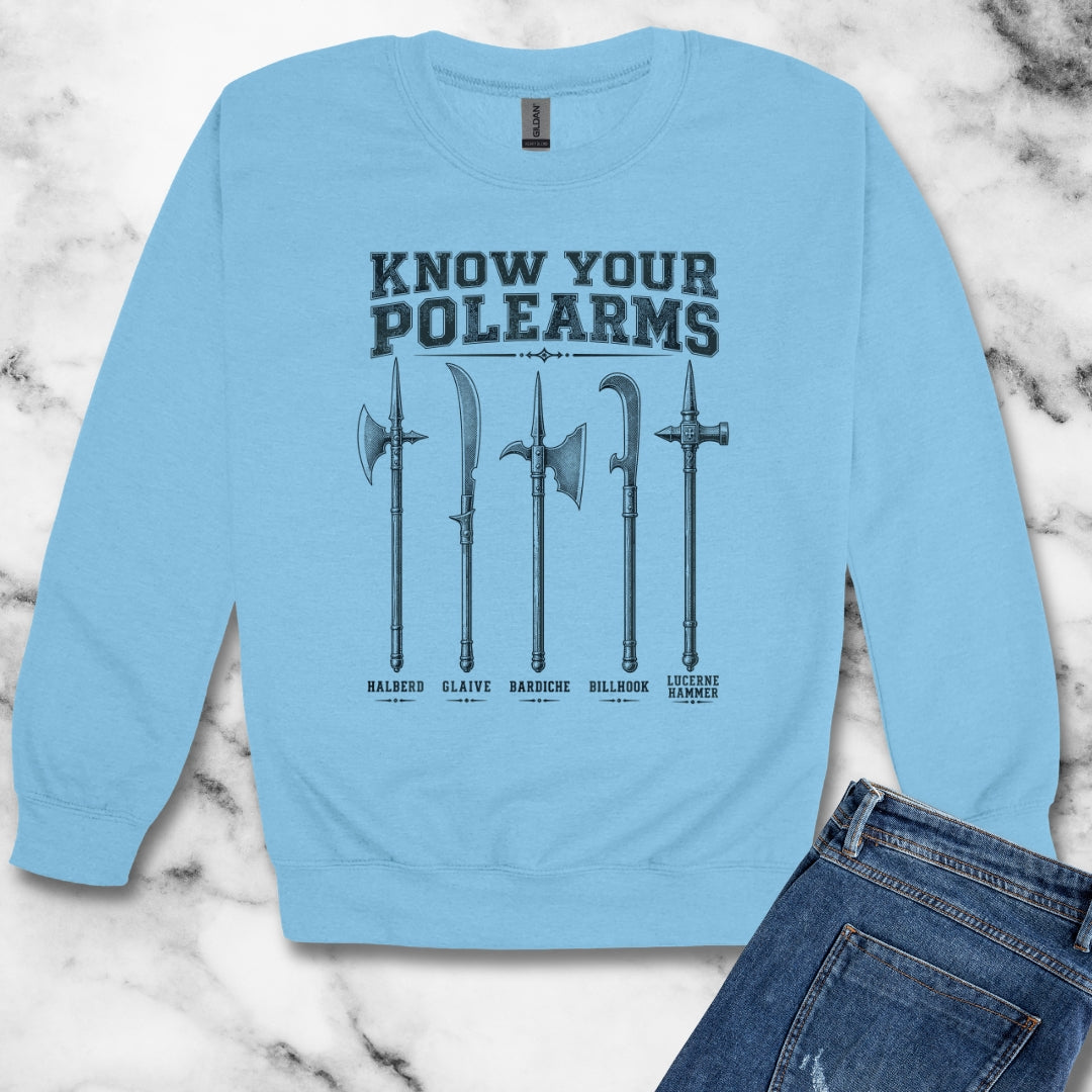 Know Your Polearms Medieval Weapons Unisex Heavy Crewneck Sweatshirt