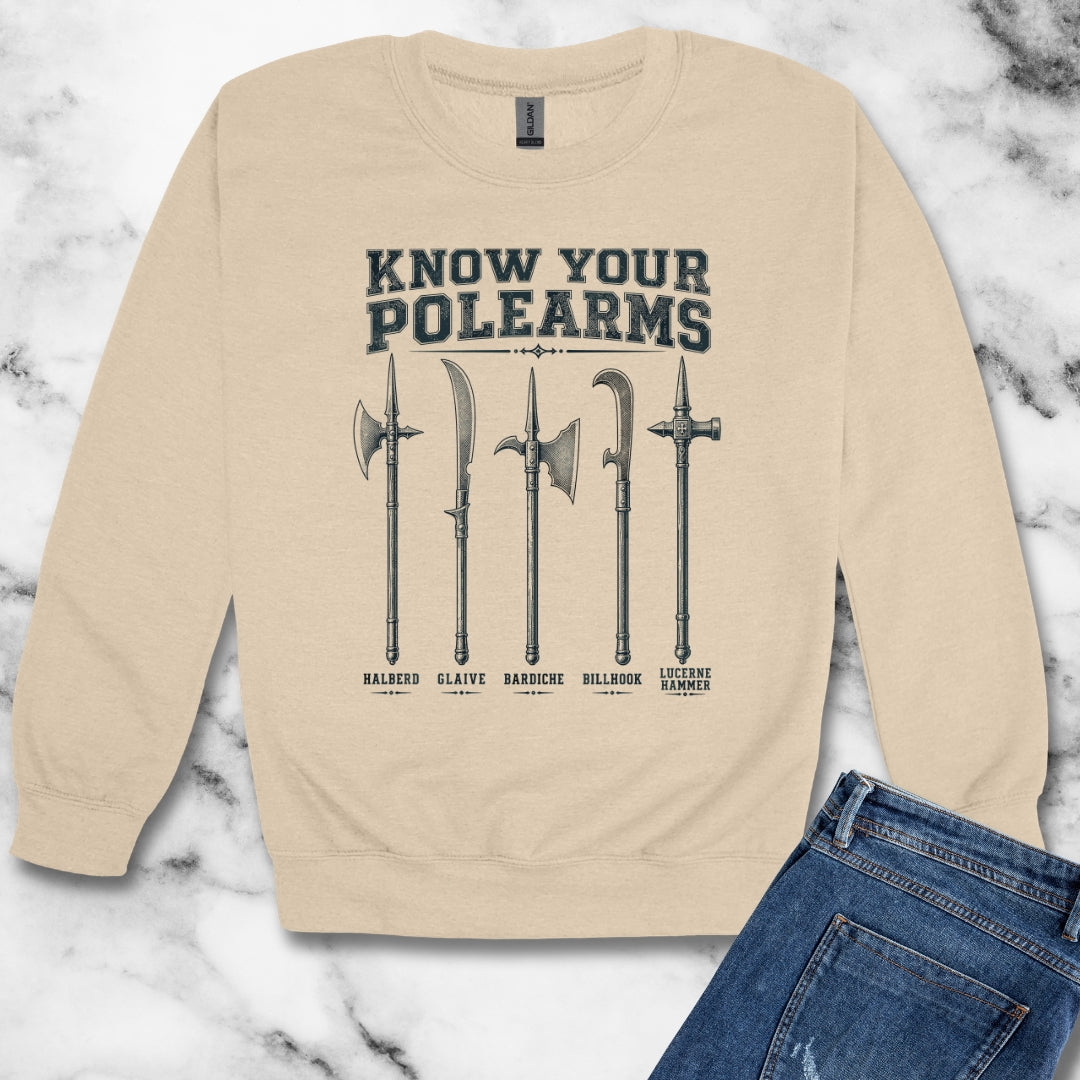 Know Your Polearms Medieval Weapons Unisex Heavy Crewneck Sweatshirt
