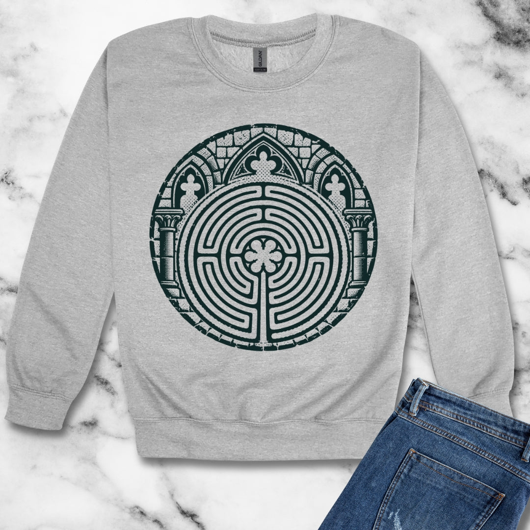 Chartres Cathedral Labyrinth Unisex Heavy Crewneck Sweatshirt