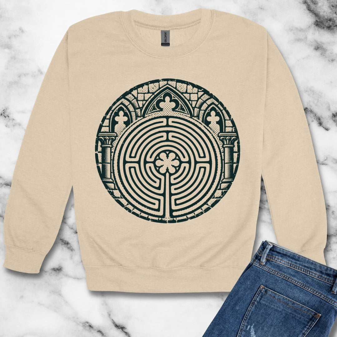 Chartres Cathedral Labyrinth Unisex Heavy Crewneck Sweatshirt