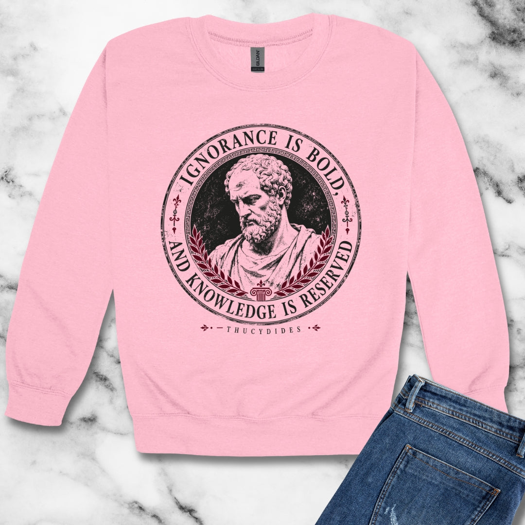 Thucydides Quote Ignorance is Bold Unisex Heavy Crewneck Sweatshirt