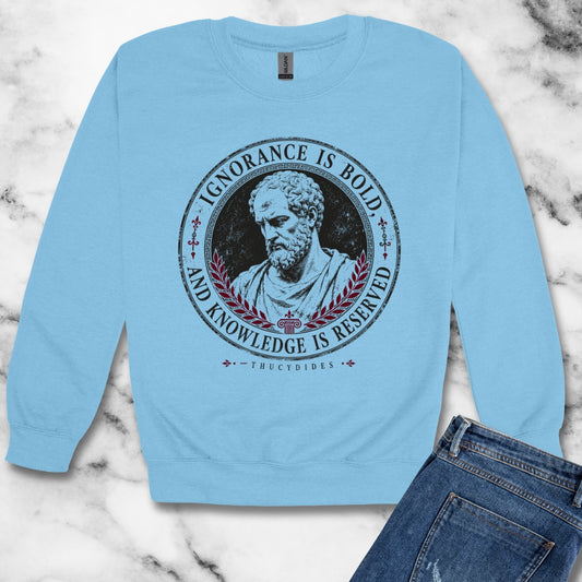 Thucydides Quote Ignorance is Bold Unisex Heavy Crewneck Sweatshirt