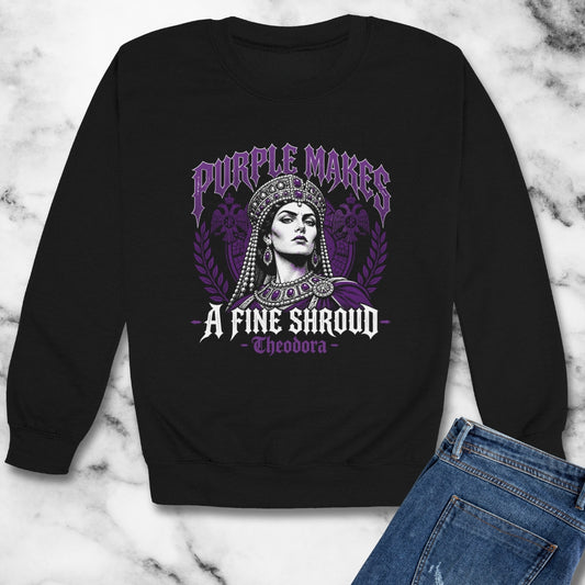 Empress Theodora Purple Shroud Quote  Unisex Heavy Crewneck Sweatshirt