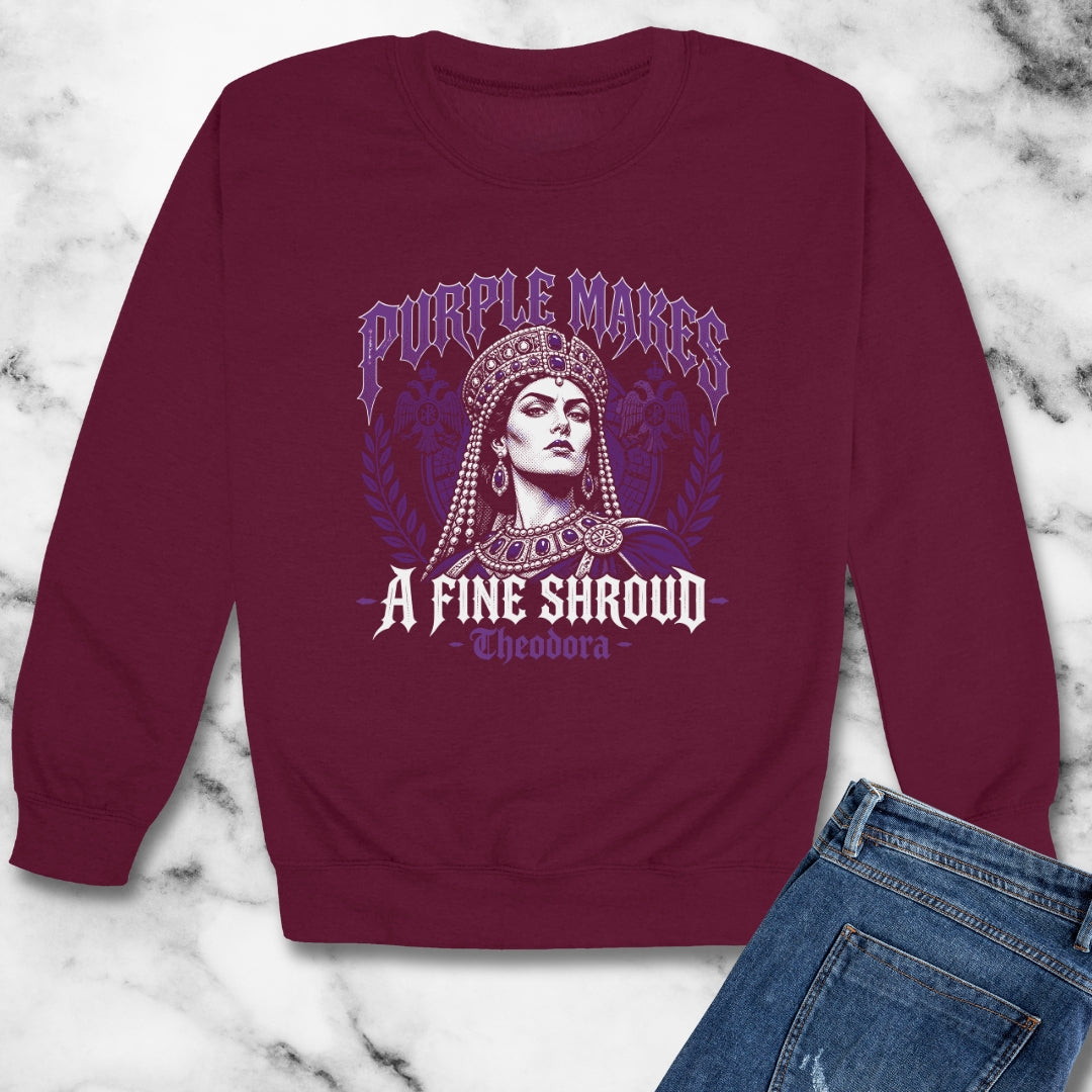 Empress Theodora Purple Shroud Quote  Unisex Heavy Crewneck Sweatshirt