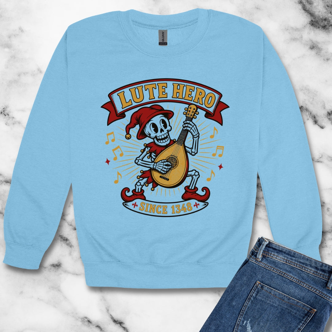 Medieval Bard Lute Hero  Unisex Heavy Crewneck Sweatshirt