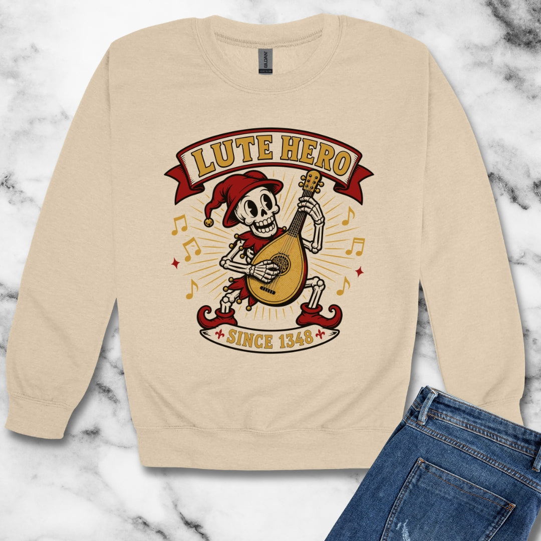 Medieval Bard Lute Hero  Unisex Heavy Crewneck Sweatshirt