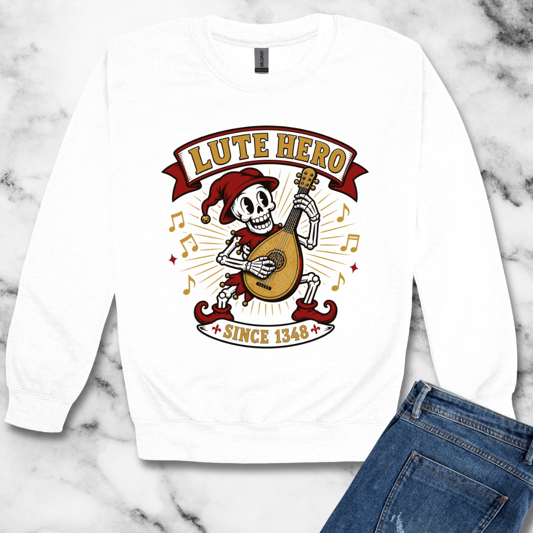 Medieval Bard Lute Hero  Unisex Heavy Crewneck Sweatshirt