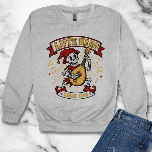 Medieval Bard Lute Hero  Unisex Heavy Crewneck Sweatshirt