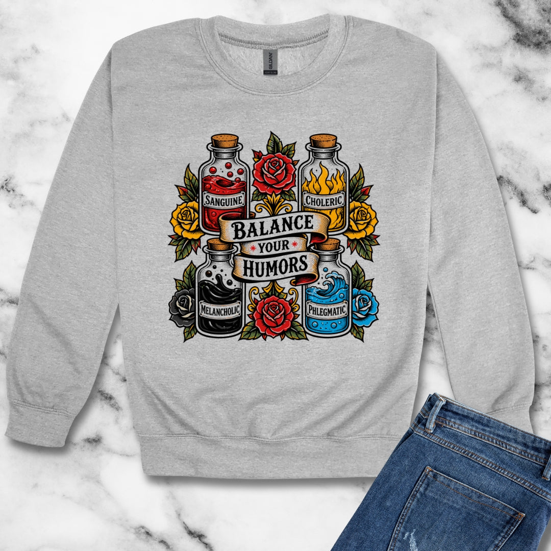 Balance Your Humors Unisex Heavy Crewneck Sweatshirt