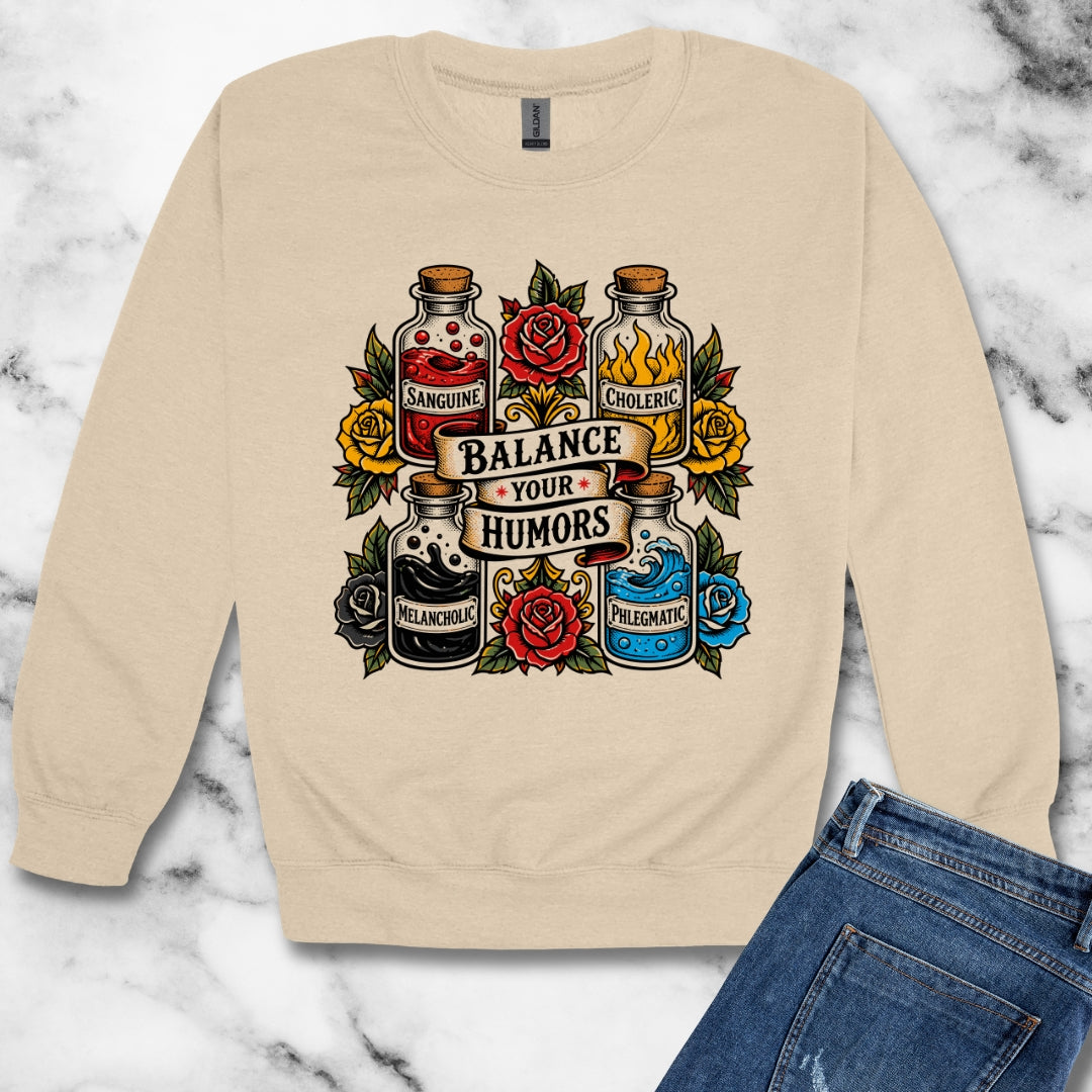 Balance Your Humors Unisex Heavy Crewneck Sweatshirt