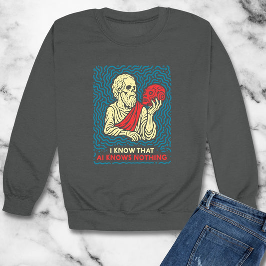 Socrates AI Knows Nothing Unisex Heavy Crewneck Sweatshirt