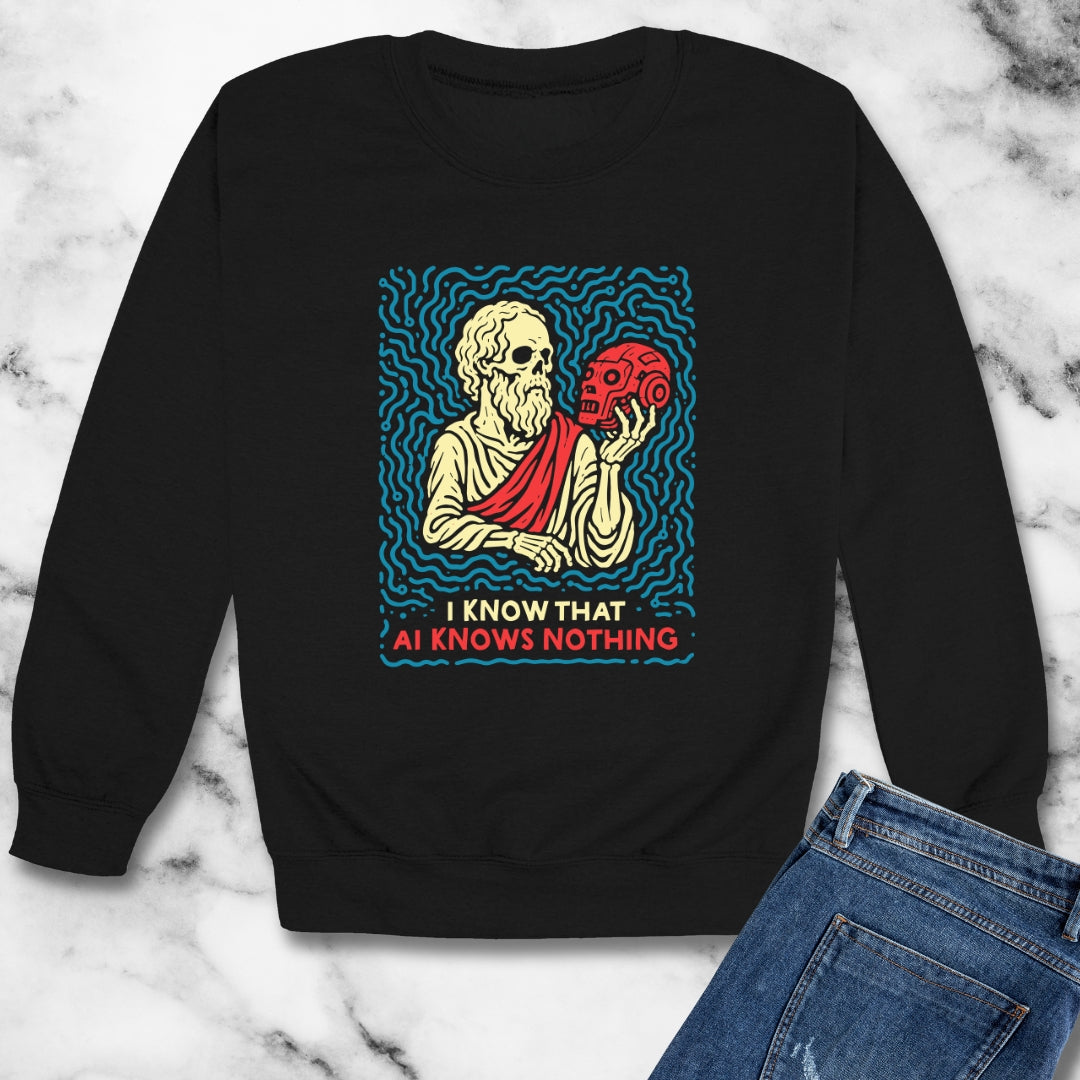 Socrates AI Knows Nothing Unisex Heavy Crewneck Sweatshirt