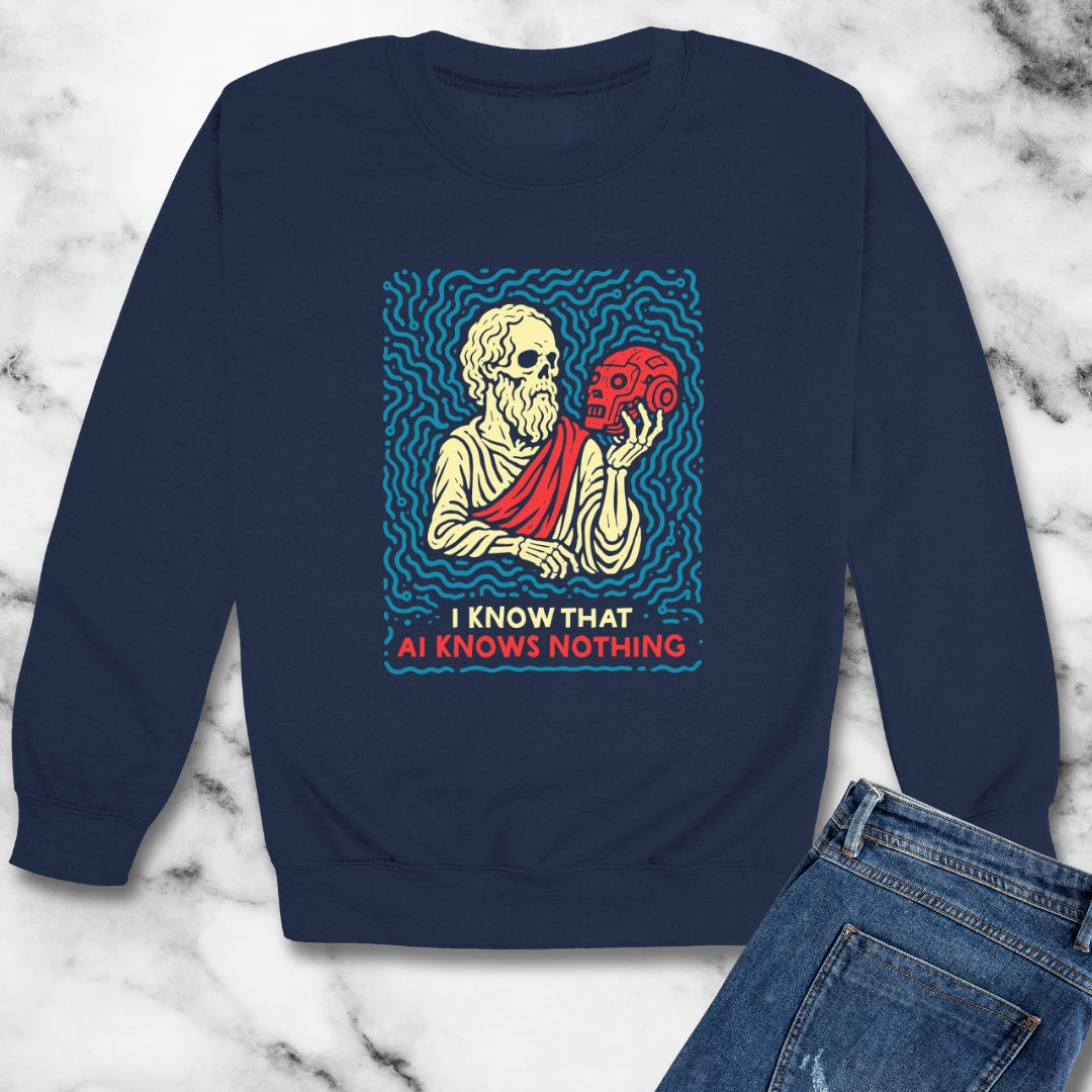 Socrates AI Knows Nothing Unisex Heavy Crewneck Sweatshirt