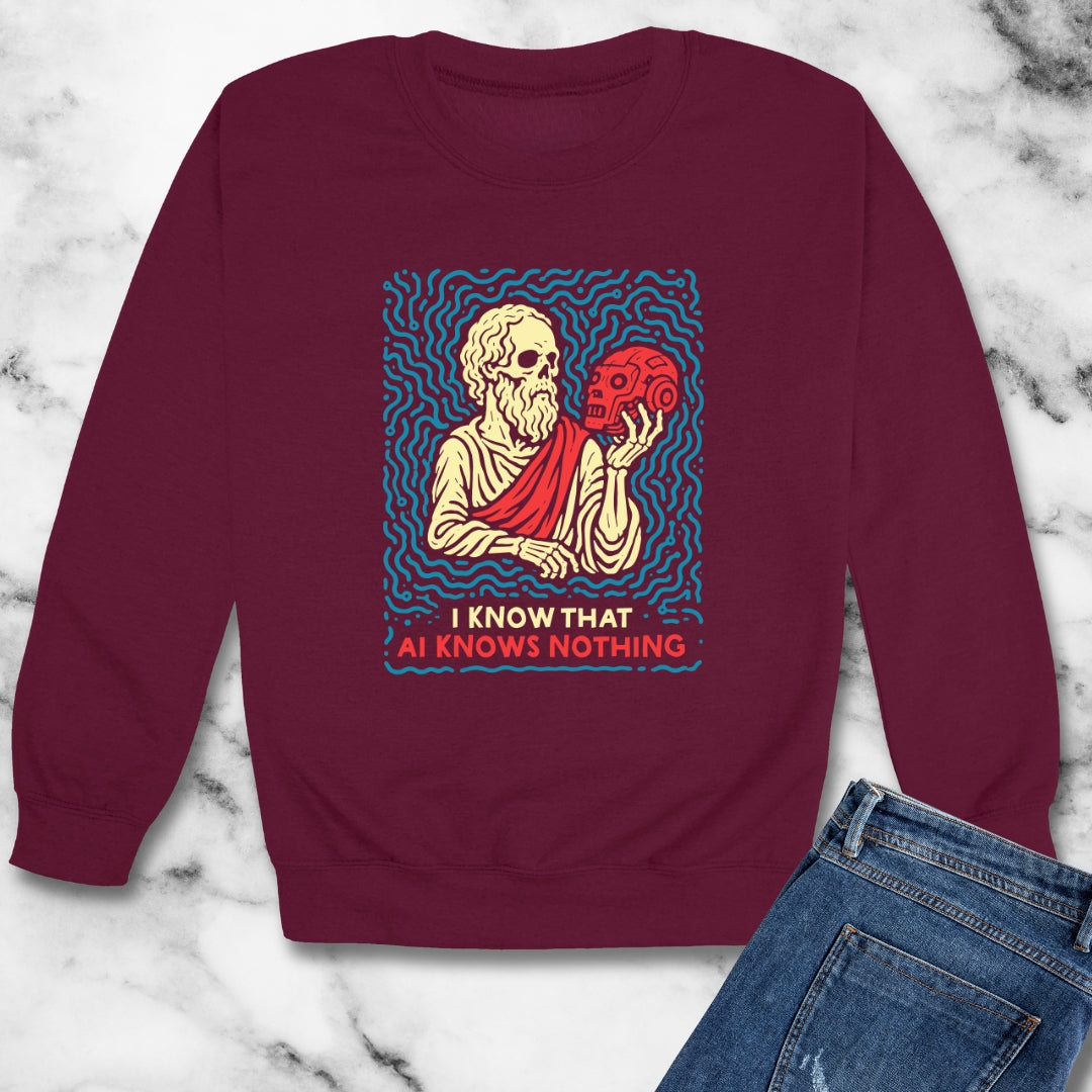 Socrates AI Knows Nothing Unisex Heavy Crewneck Sweatshirt