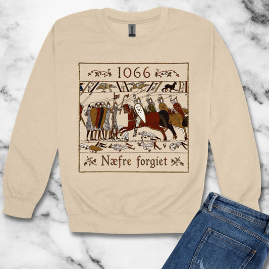 1066 Never Forget Old English Tapestry Unisex Heavy Crewneck Sweatshirt