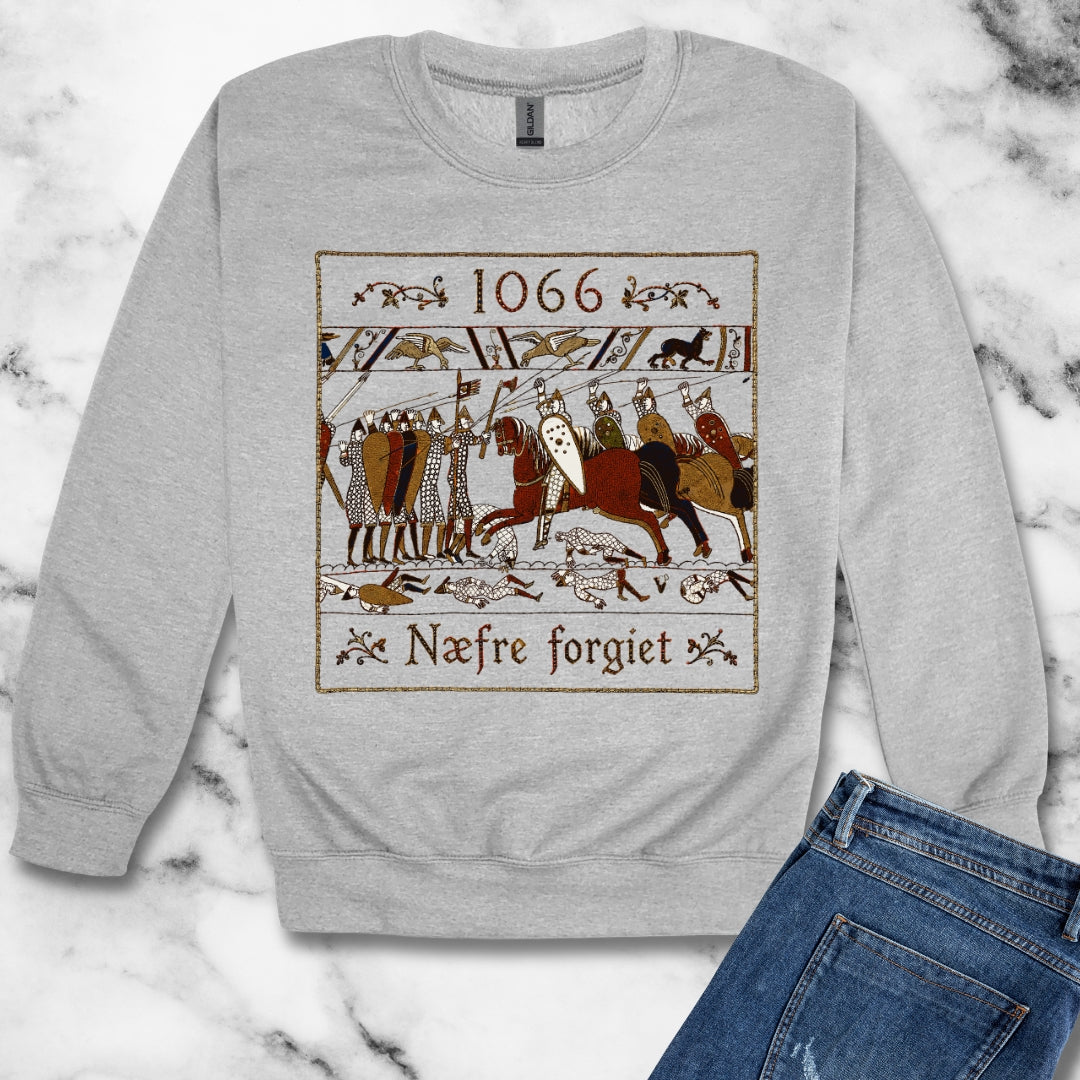 1066 Never Forget Old English Tapestry Unisex Heavy Crewneck Sweatshirt
