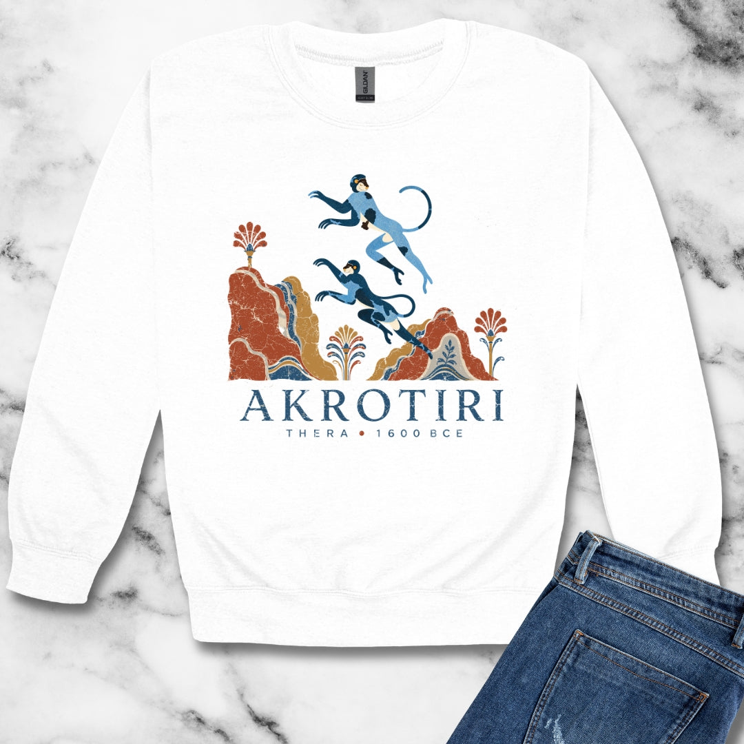 Blue Monkeys Santorini Akrotiri Unisex Heavy Crewneck Sweatshirt