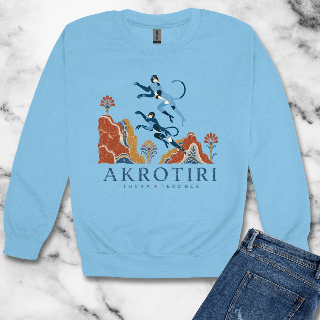 Blue Monkeys Santorini Akrotiri Unisex Heavy Crewneck Sweatshirt