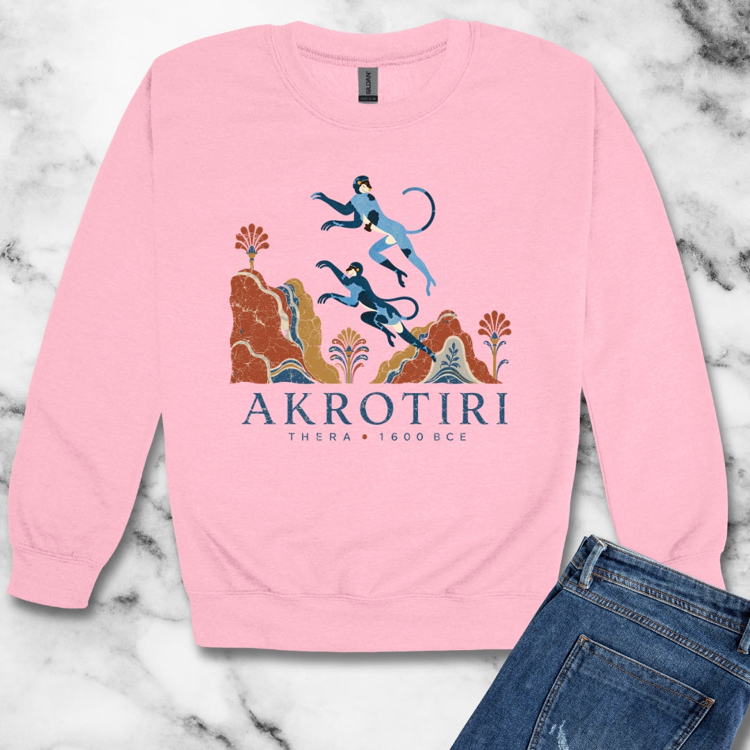 Blue Monkeys Santorini Akrotiri Unisex Heavy Crewneck Sweatshirt