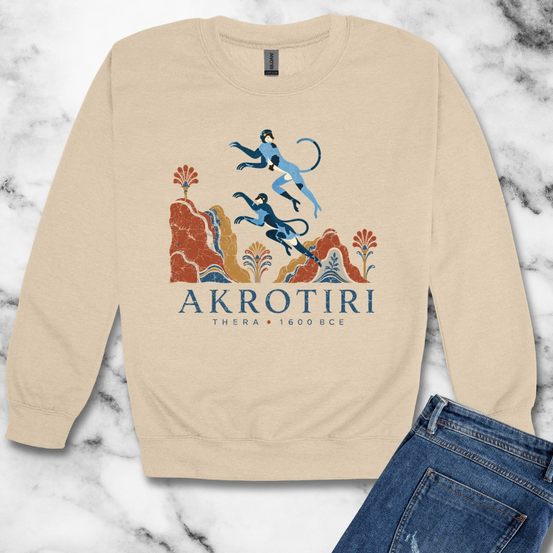 Blue Monkeys Santorini Akrotiri Unisex Heavy Crewneck Sweatshirt