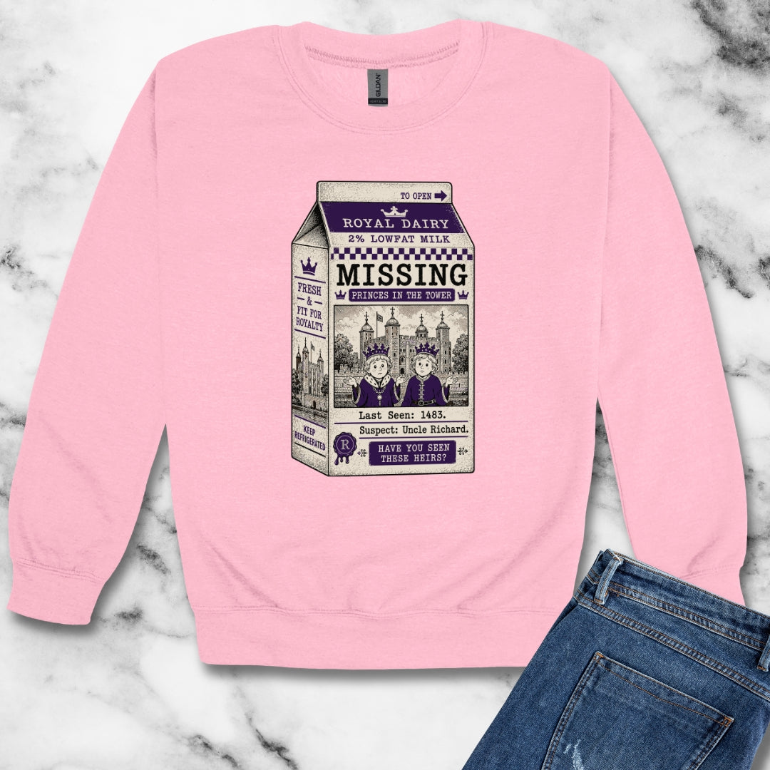Princes in the Tower Missing Milk Carton Unisex Heavy Crewneck Sweatshirt