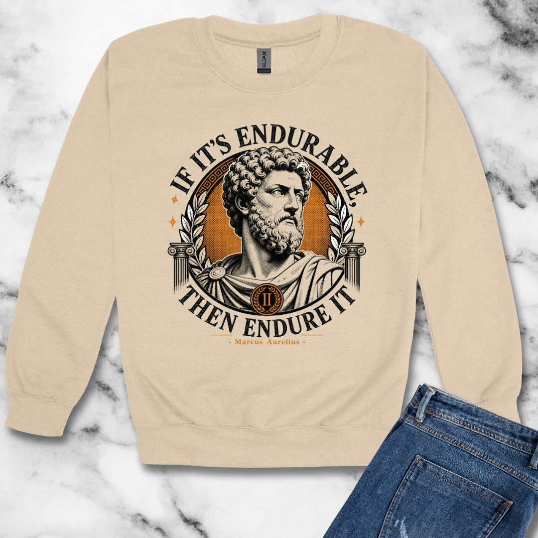 Marcus Aurelius Endurable Quote Unisex Heavy Crewneck Sweatshirt