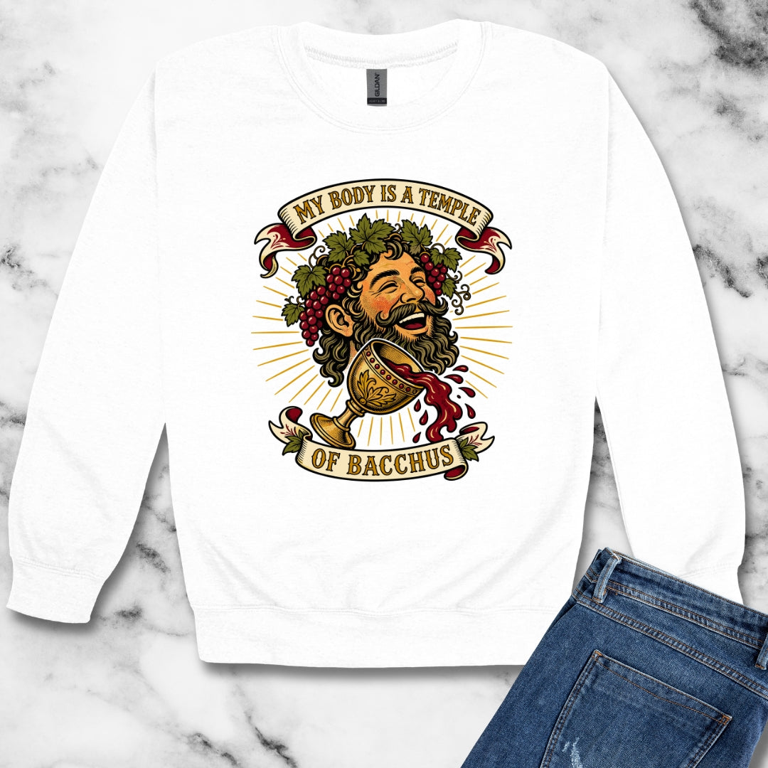 My Body is a Temple of Bacchus Unisex Heavy Crewneck Sweatshirt