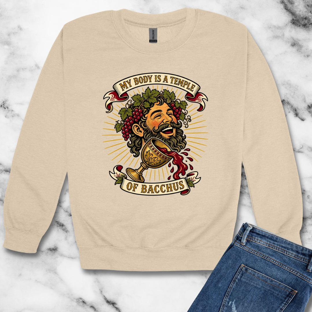 My Body is a Temple of Bacchus Unisex Heavy Crewneck Sweatshirt