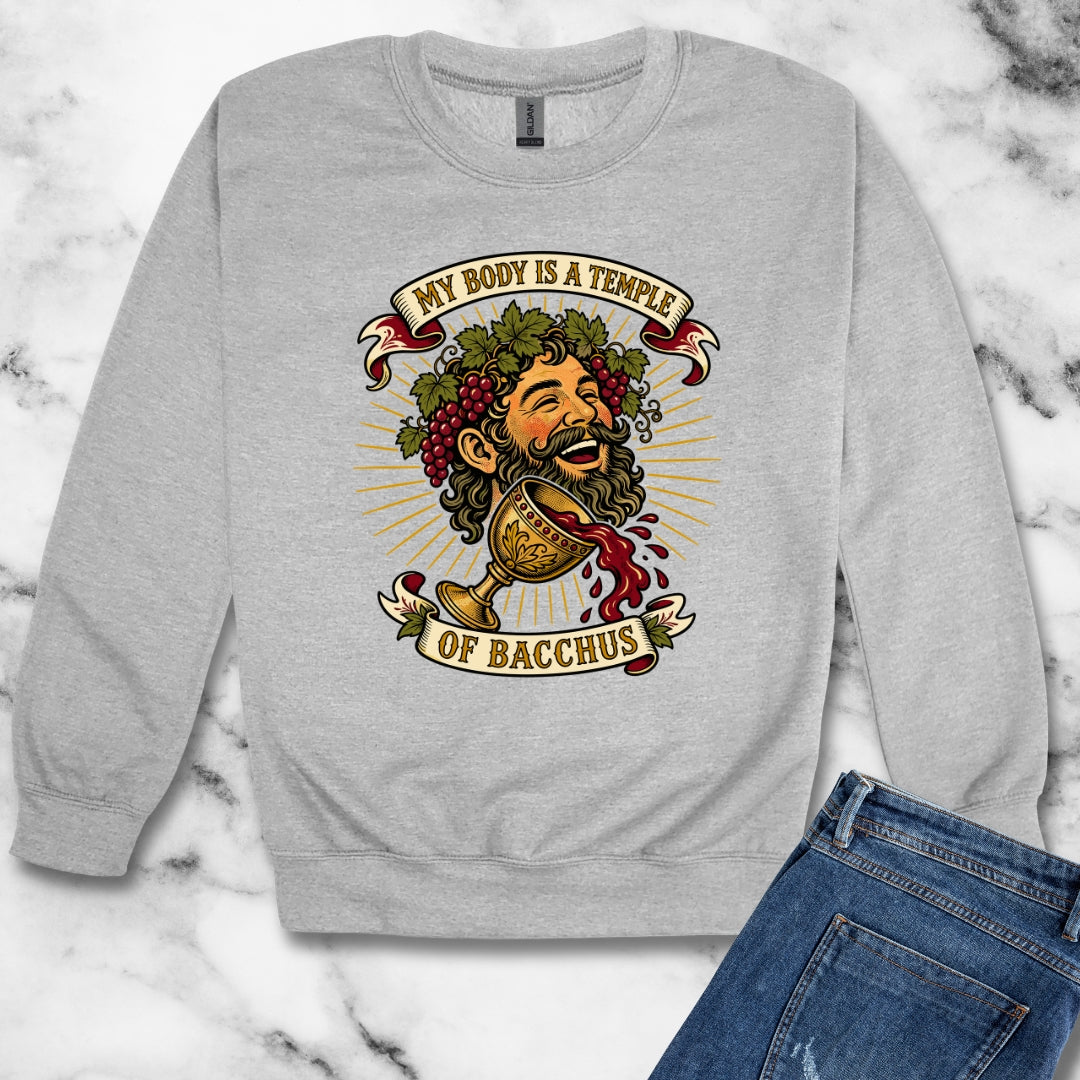My Body is a Temple of Bacchus Unisex Heavy Crewneck Sweatshirt