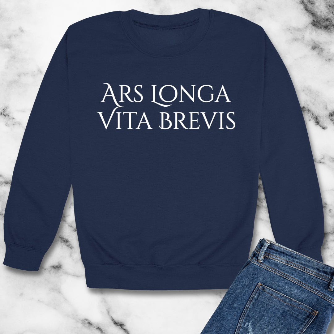 Art is Long Life is Short Latin Unisex Heavy Crewneck Sweatshirt