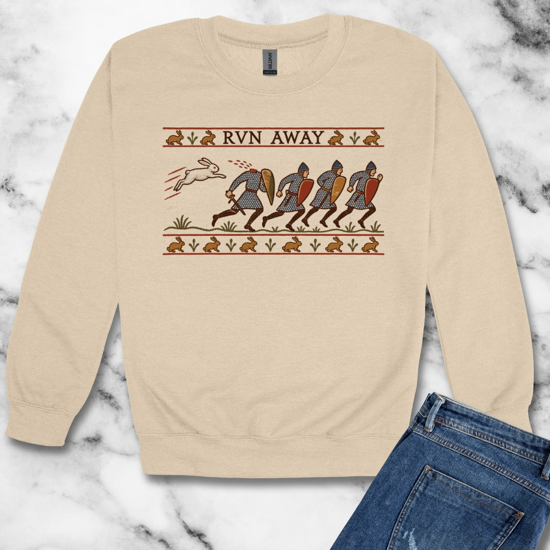 Run Away Killer Rabbit Holy Grail Unisex Heavy Crewneck Sweatshirt