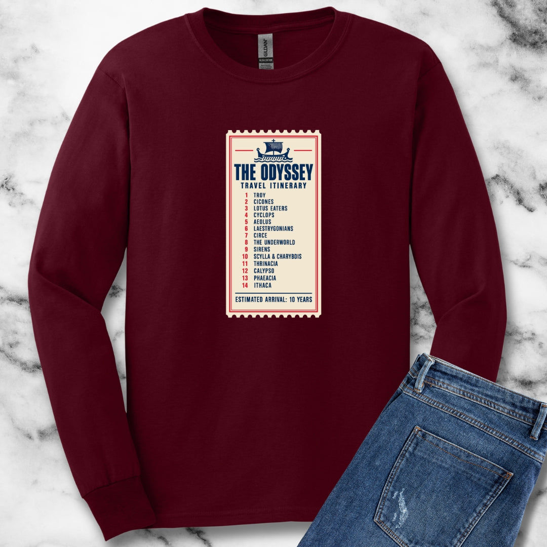 Odyssey Travel Itinerary Unisex Long Sleeve Tee