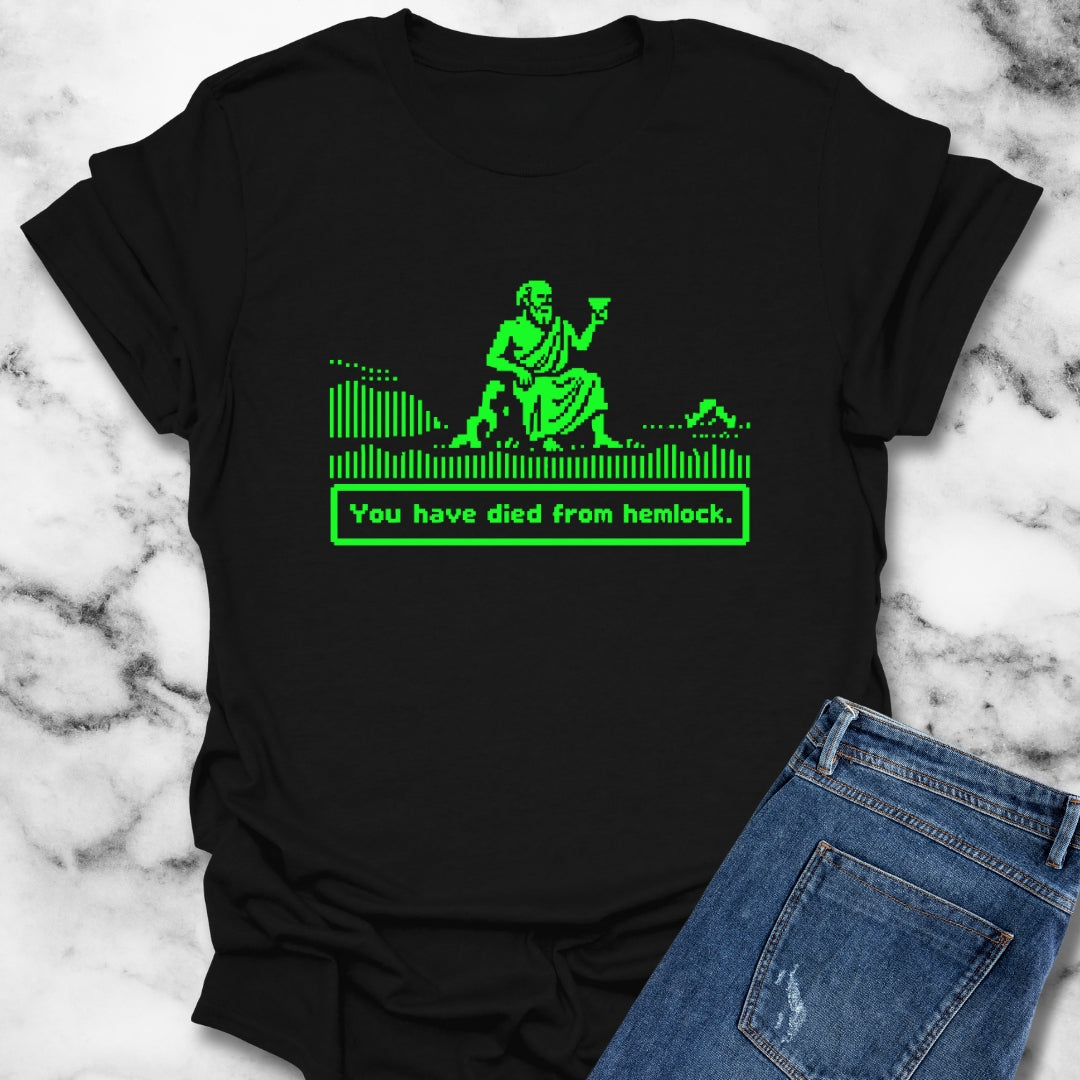 Socrates 8 Bit Dies from Hemlock T-Shirt