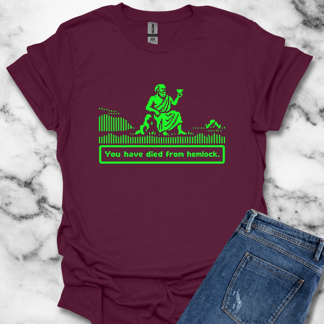 Socrates 8 Bit Dies from Hemlock T-Shirt