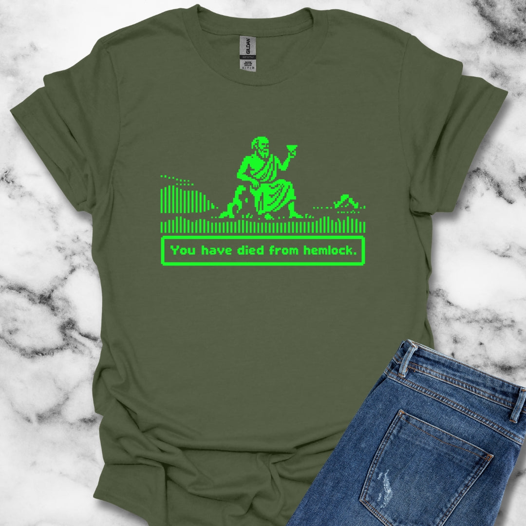Socrates 8 Bit Dies from Hemlock T-Shirt