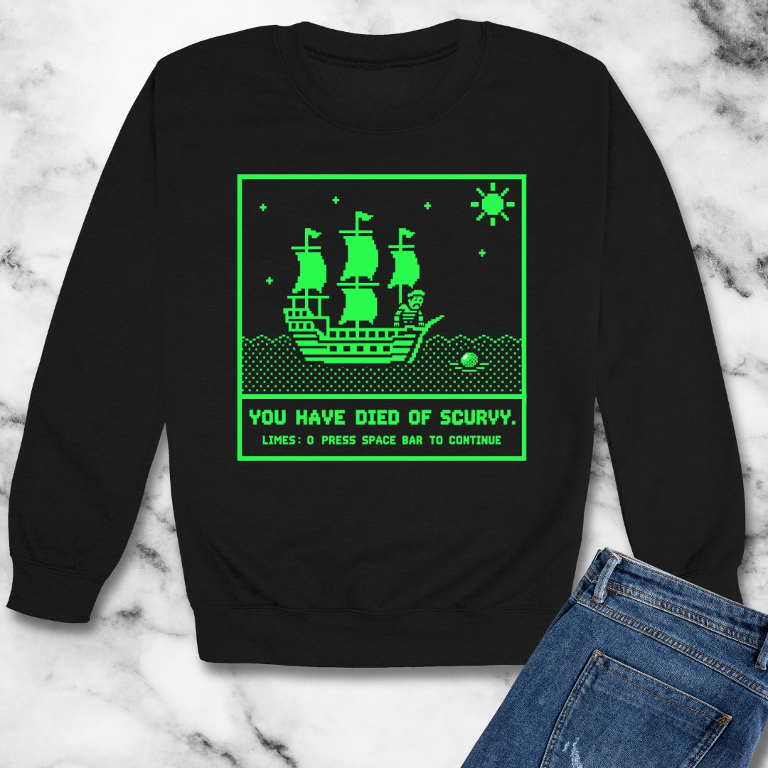 8 Bit Died of Scurvy Unisex Heavy Crewneck Sweatshirt