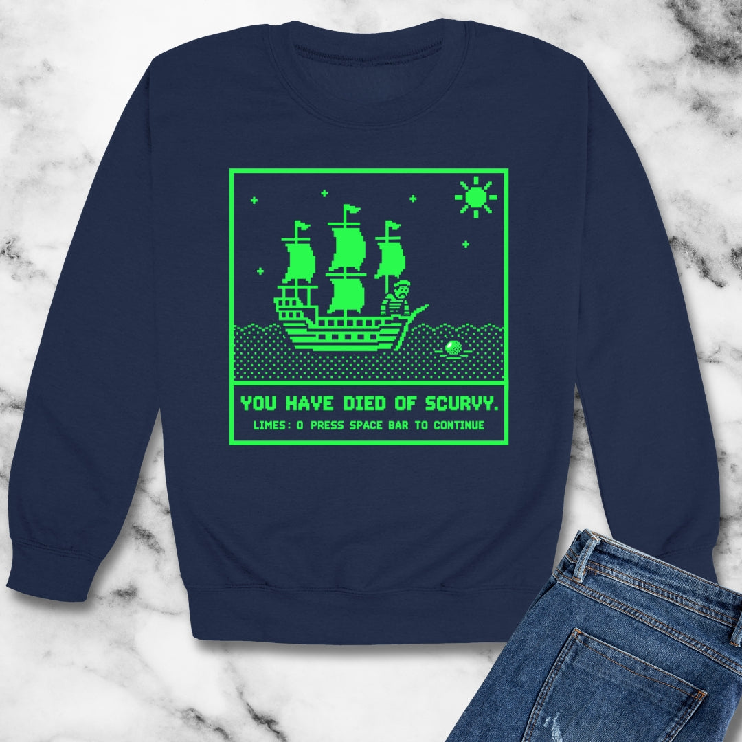 8 Bit Died of Scurvy Unisex Heavy Crewneck Sweatshirt