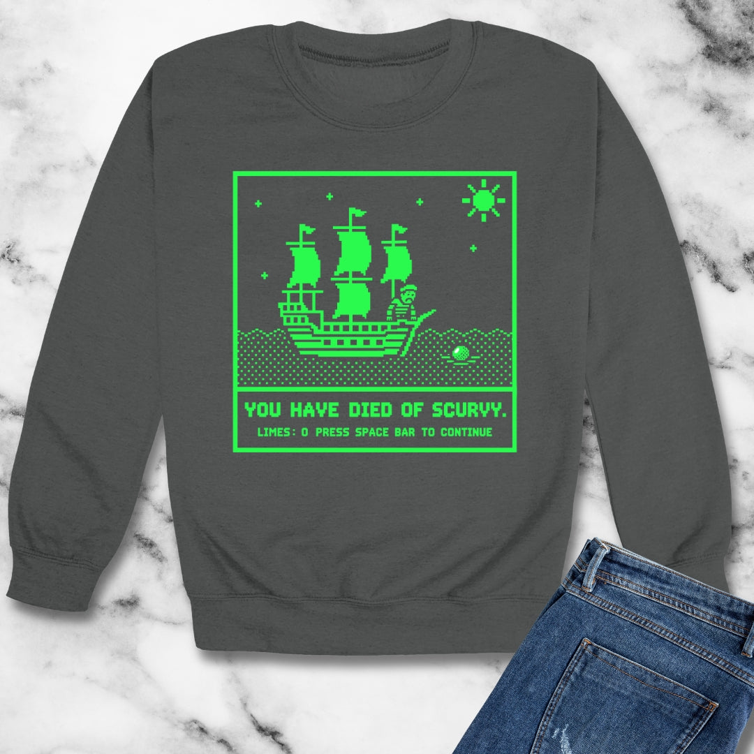 8 Bit Died of Scurvy Unisex Heavy Crewneck Sweatshirt