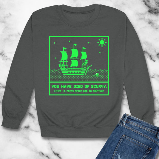 8 Bit Died of Scurvy Unisex Heavy Crewneck Sweatshirt